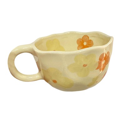 Keramik Kaffeetassen, unregelmäßige Blumenmilchtee Tasse, Kaffeetasse handgeklemmt