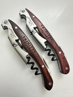 (2) Lisse TRINITAS CELLARS Wood Waiters Corkscrew Wine Key Opener
