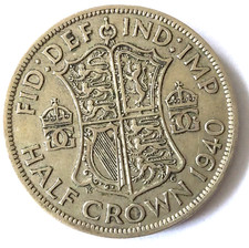 King George V1 Silver Half Crown Coin, 1940 , nice grade ,    refc48