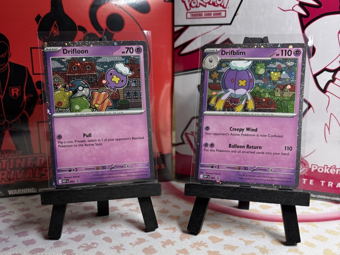 Drifloon MEP005, Drifblim MEP006 Checklane Exclusive Cosmos Holo Promo Near Mint