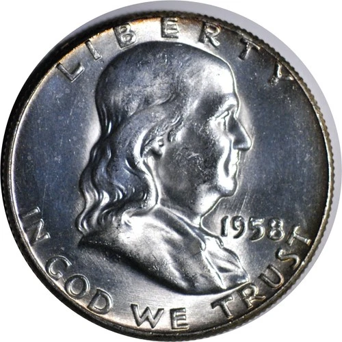 1958 P Silver Franklin Half Dollar -  Near Gem BU #108