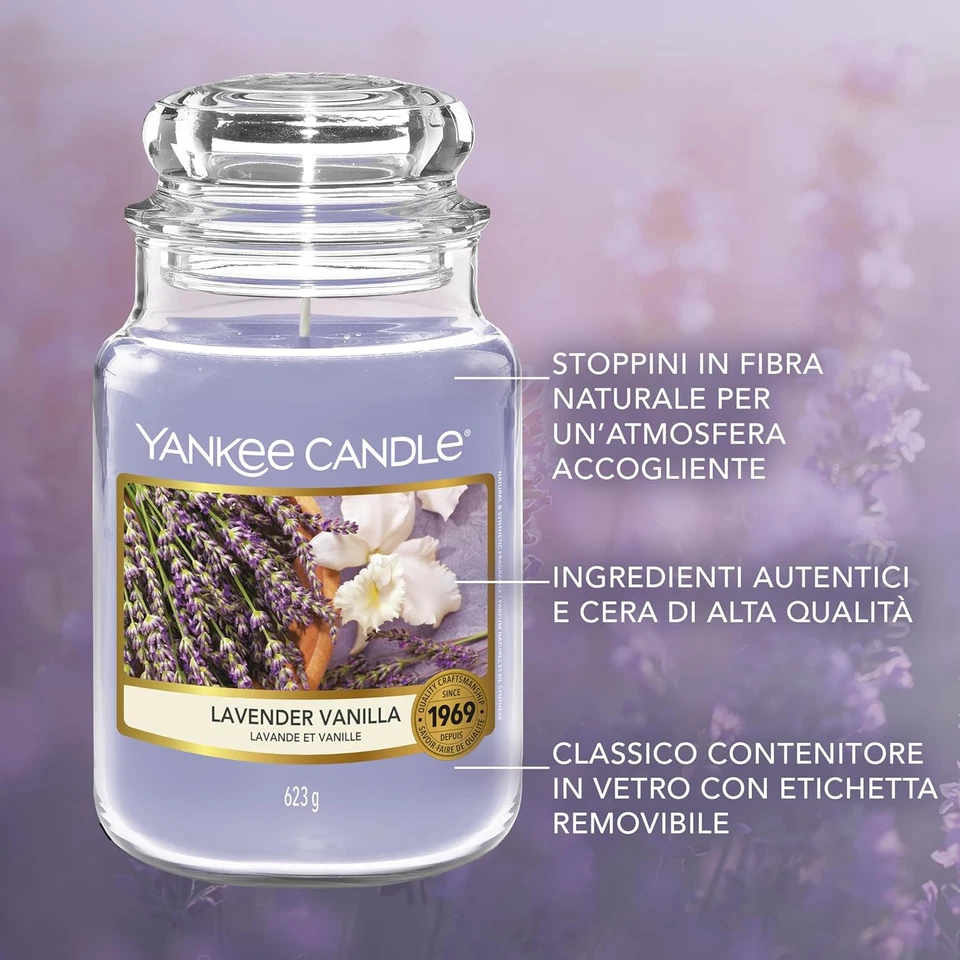 Yankee Candle Grande Jarre Lavande Vanille | Bougie 150 Heures Longue Durée - Photo 4/4
