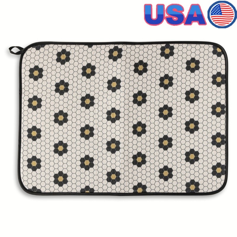 Dish Drying Mat Highly Absorbent Non Slip Easy Storage Machine Washable Cushion