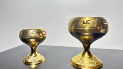 Vintage Handicraftarass Handmade Diya Oil Lamp It Is Used In Worship
