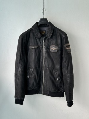 PME Legend Black Leather Jacket Summer Hudson 2.0 Bomber Aviation Men Size M