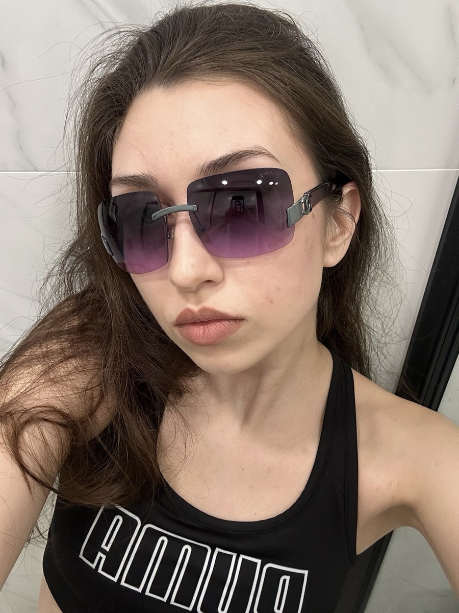 chanel sunglasses purple gradient logo vintage y2k cc silver  display picture 1