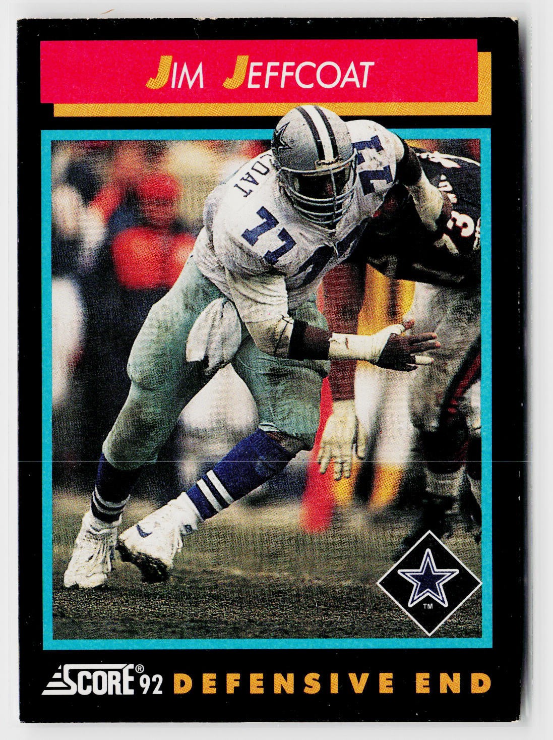 1992 Score #406 Jim Jeffcoat (w/ Justin Strzelczyk)