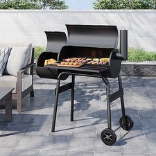 Breeins Black Rectangular BBQ Grill with Portable Trolley Wheels 115cm