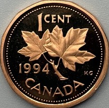 PROOF 1994 Canada 1 Cent Penny Coin! LUSTROUS FROSTED PROOF!
