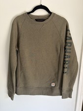 Carhartt Army Green LongSleeve Crewneck Sweatshirt With Raised Sleeve logo