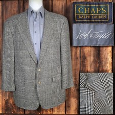 Chaps VTG Silk Sport Coat Mens 46L Beige Glenn Plaid SV Canada