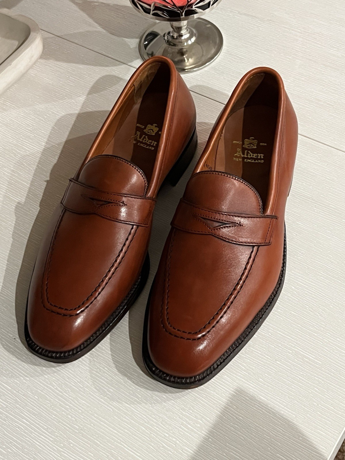 Alden 3556 Burnished Dark Tan Calfskin LHS / Penny Loafer