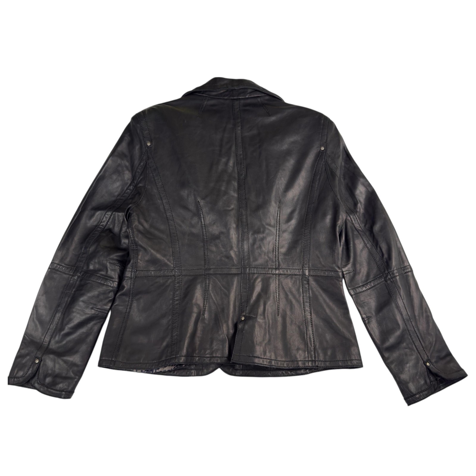 BERNARDO Leather Jacket Black Button Front Lined … - image 13