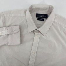 Mizzen Main Blue Label Leeward Dress Shirt Mens XL Trim Fit Beige Performance