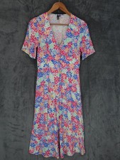 Nobodys Child Midi Dress Womens UK 8 Pink Shirt Floral Short Sleeve Summer Boho