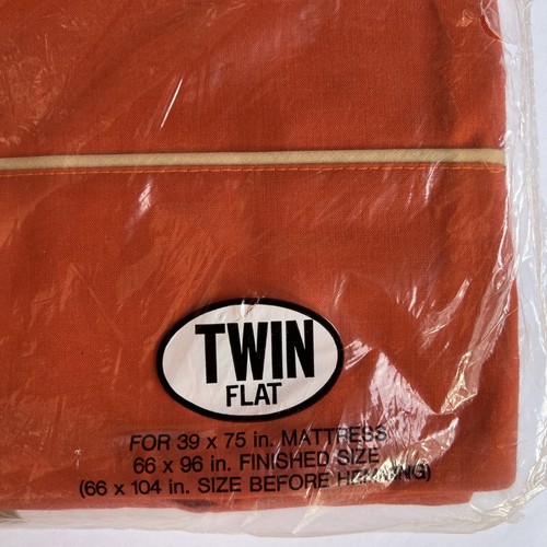 VTG Tastemaker Muslin No Iron Twin Flat Sheet Burnt Orange New Old Stock - Picture 3 of 6