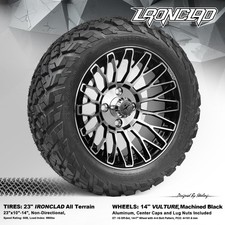 Golf Cart 14x7 Machine Black Vulture Wheels And 23x10-14 Ironclad At Tires