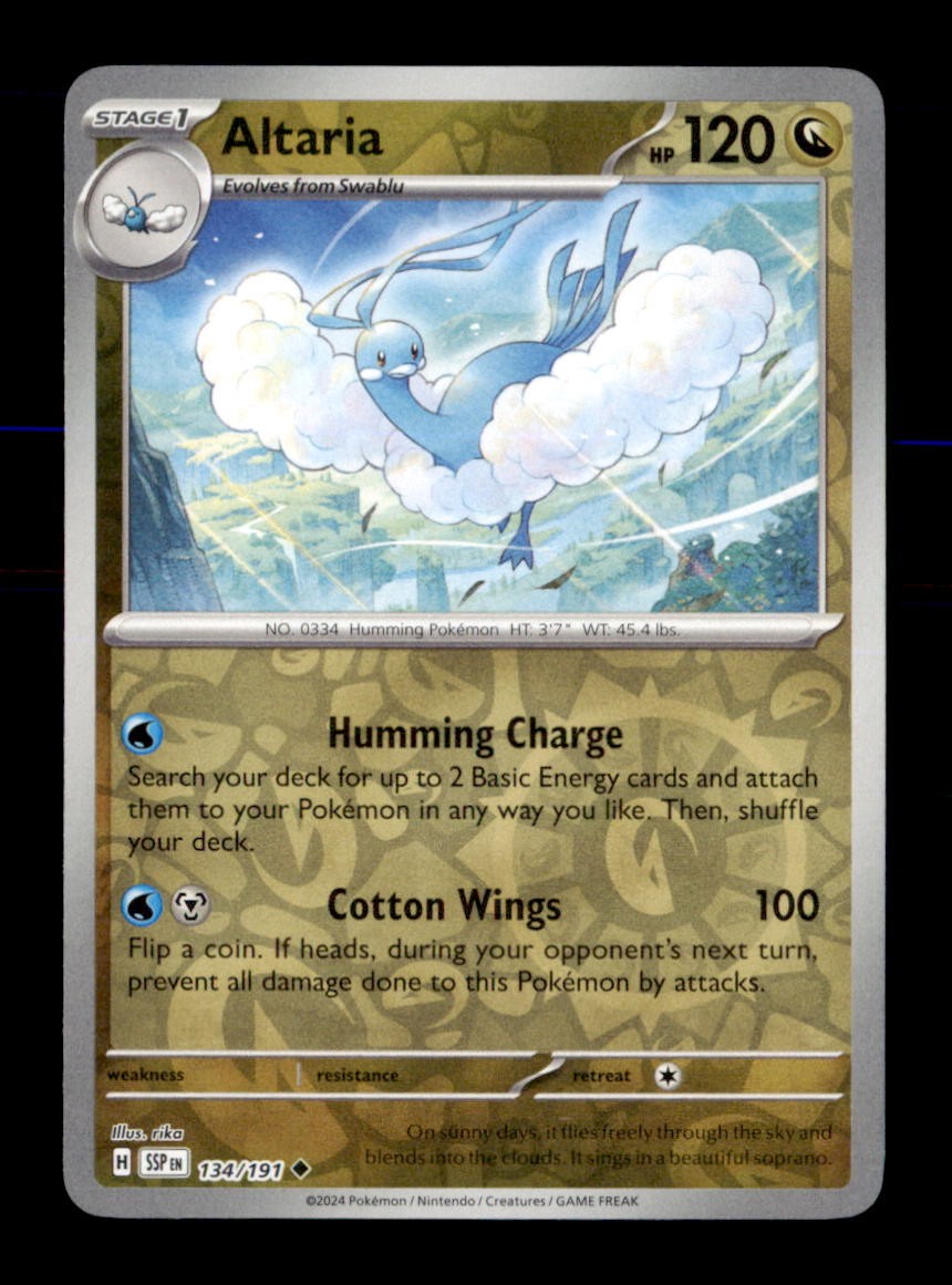 Altaria 134/191 Uncommon Surging Sparks Pokemon Reverse Holo Near Mint