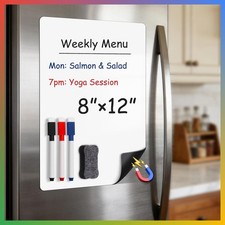 Magnetic Dry Erase Board 12x8 White For Fridge Meal Planner Organizer