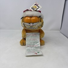 Vtg Garfield Wish List 9" Plush Santa Hat Christmas 1981 Dakin Made in Korea