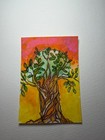 ACEO Original, tree, sunset, whimsical, watercolor & ink, painting, Patty Ewing — photo 1