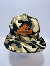 Jurassic World Camo Hat Cap Adjustable Snapback Youth Hat Rubber Logo