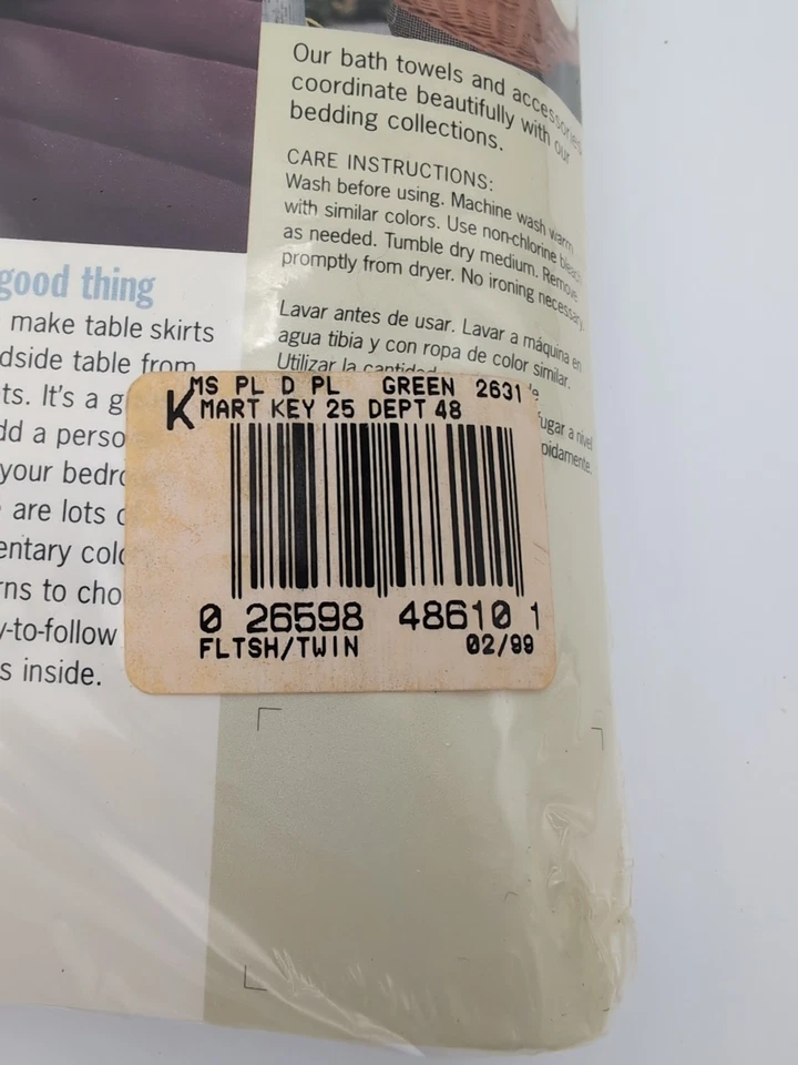 Hoja plana vintage Martha Stewart Everyday Twin 200 hilos 1999 Kmart nueva Foto 4 de 4