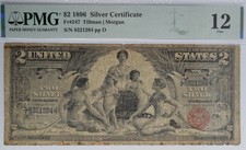 1896 $2 SILVER CERTIFICATE FR. 247 TILLMAN/MORGAN - PMG 12 FINE