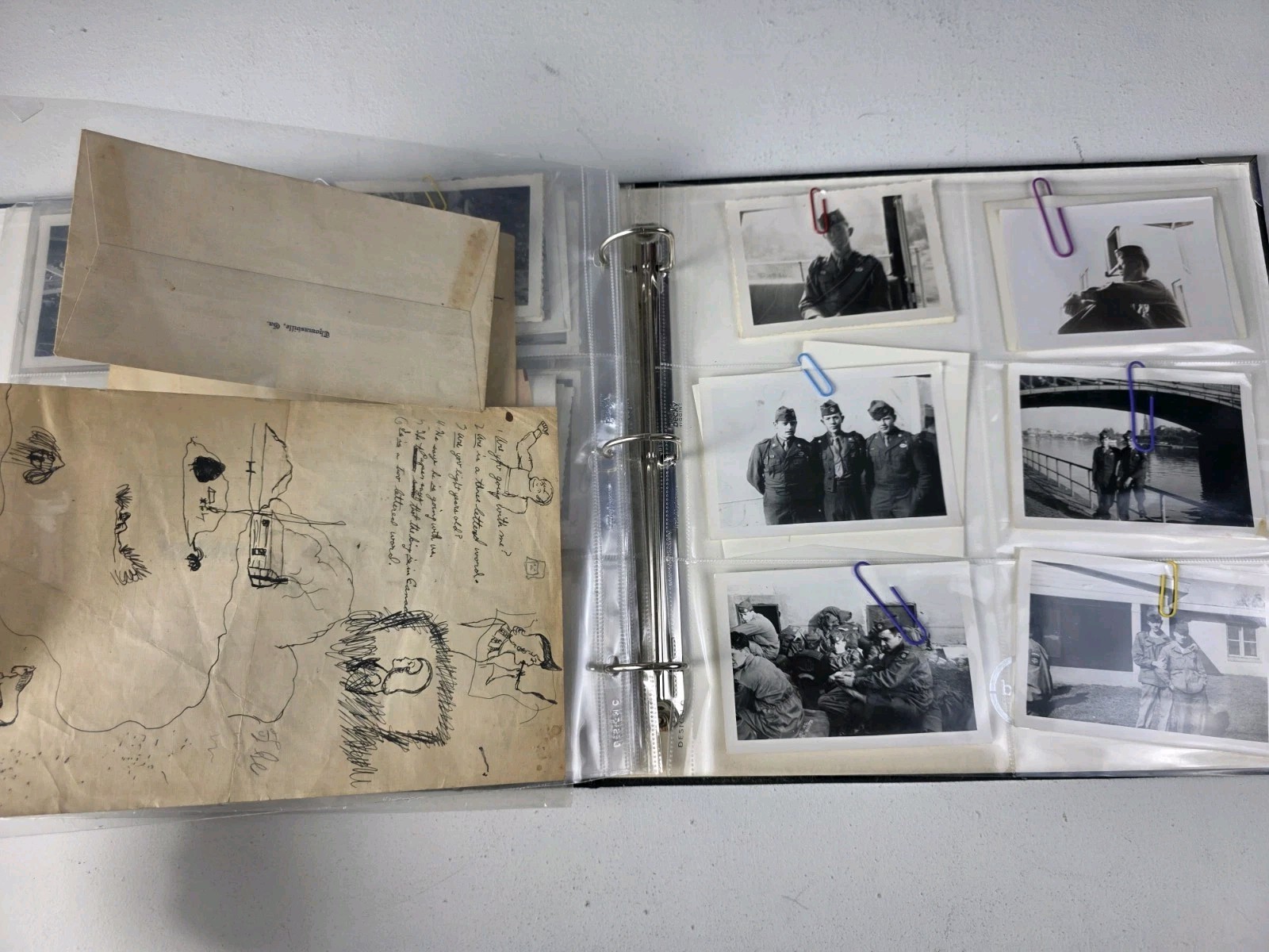 1940s Photo Album B&W Photos World War Drawings Military Airborne Personals Card