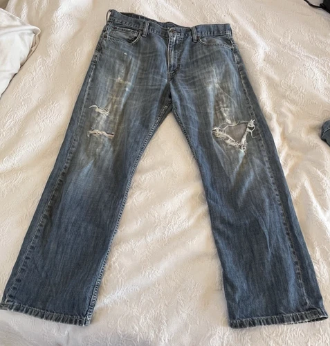 VTG Levi's 569 Loose Straight Fit Jeans 34x30 Y2K Distressed Holes Grunge Skater