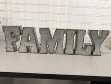6PC "FAMILY" GALVANIZED LETTER DECOR.