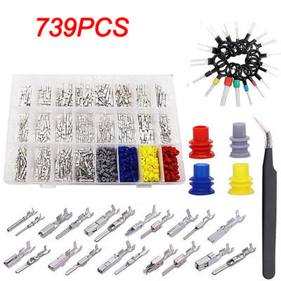 739Pcs Automotive Electrical Connector Pins Kit Terminal Removal Tool Wire Seals