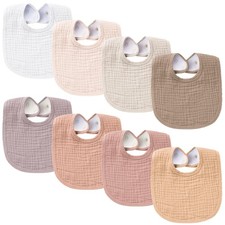 8 PCS Muslin Baby Bandana Drool Bibs Soft Cotton Absorbent Unisex Teething