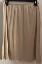 2 Vintage Vanity Fair Size Large Nylon Lace Half Slip Beige 23.5", Cream 18.5"