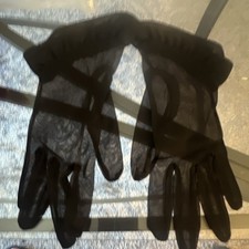Vintage Sheer Fabric Black Gloves Classic Style Elegant Evening Accessory