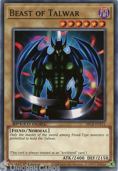 SBCB-EN111 Beast of Talwar Common 1st Edition Mint YuGiOh Card