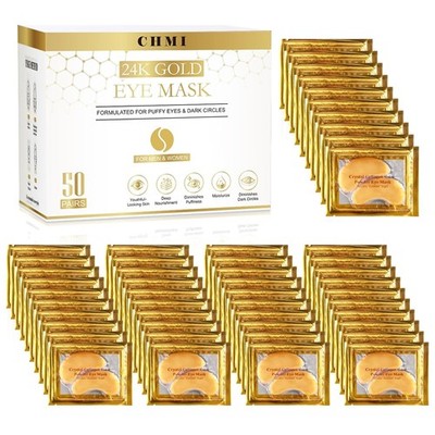 CHMI 24K Gold Under Eye Patches 50 Pairs Collagen, Dark Circles, Wrinkles | Puff