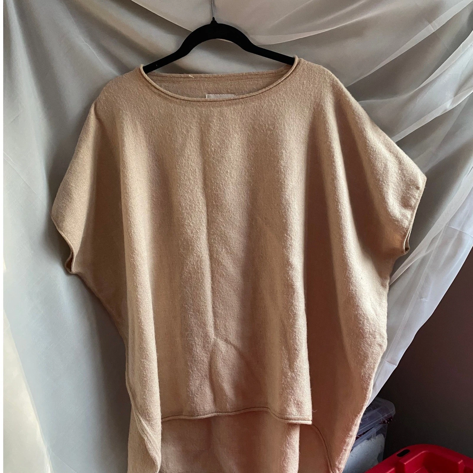 Cuyana Baby Alpaca Tan Oversized Poncho Sweater Top Regular Boho Scandi Heritage
