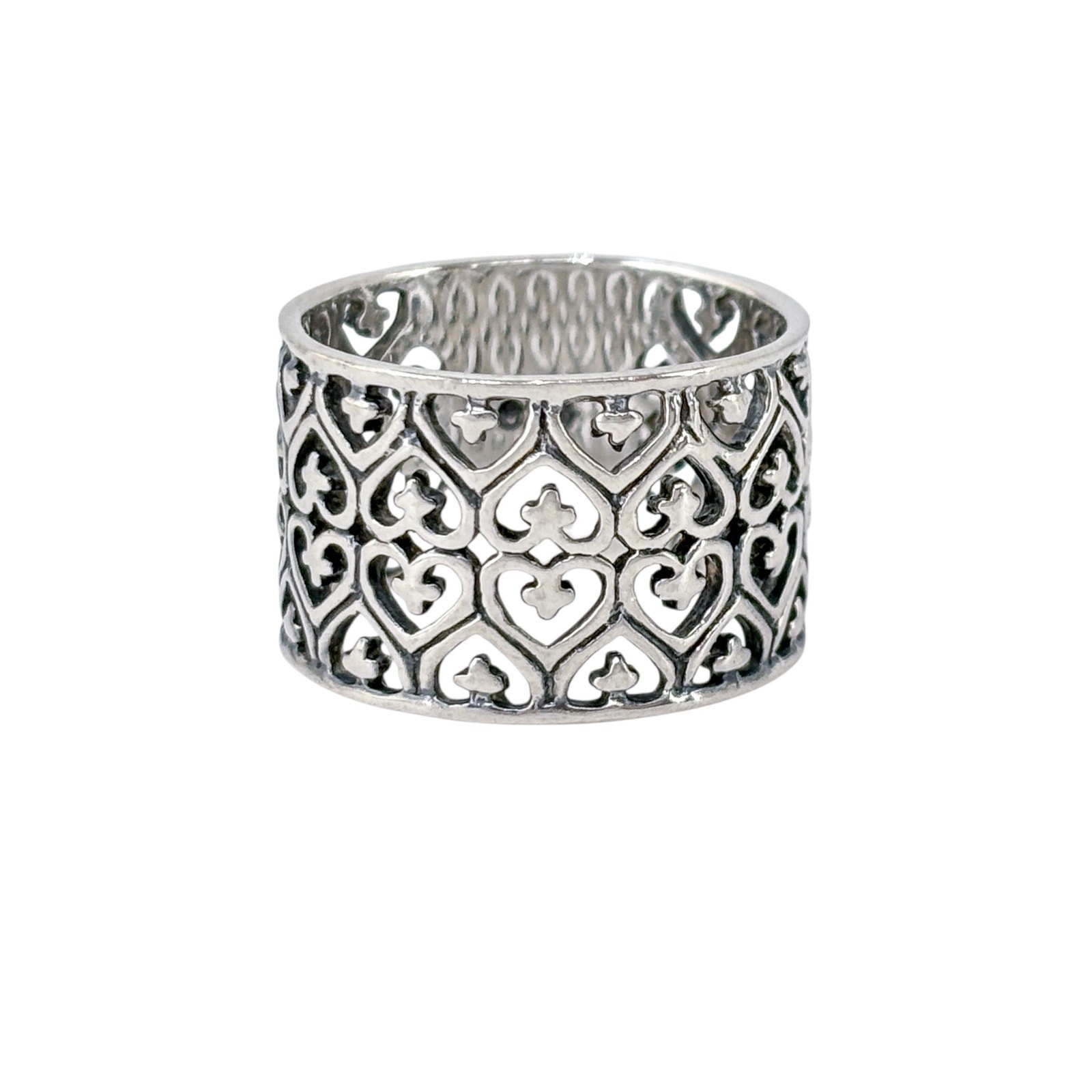 Oxidized Heart Cross Pattern Ring | Vintage Sterl… - image 2