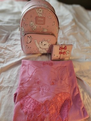 Disney NWT Marie Set Loungefly Mini Backpack w/Wallet And XL Embroidered Tshirt