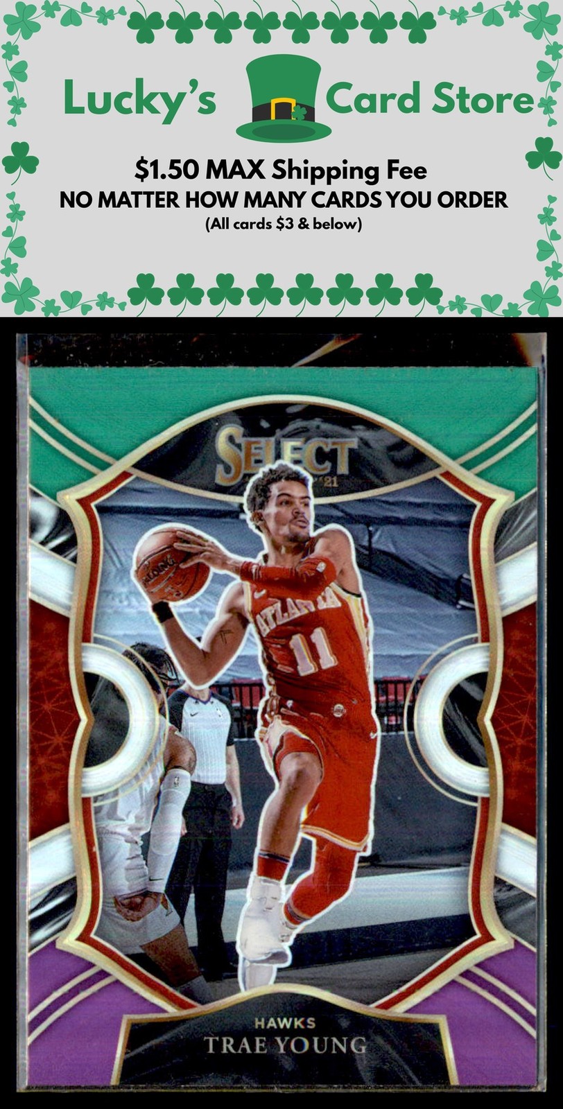 2020-21 Panini Select #2 Trae Young Green White Purple