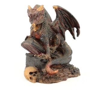 Vintage Dragon Skull Fantasy Statue Glitter Resin Gothic Decor 4in
