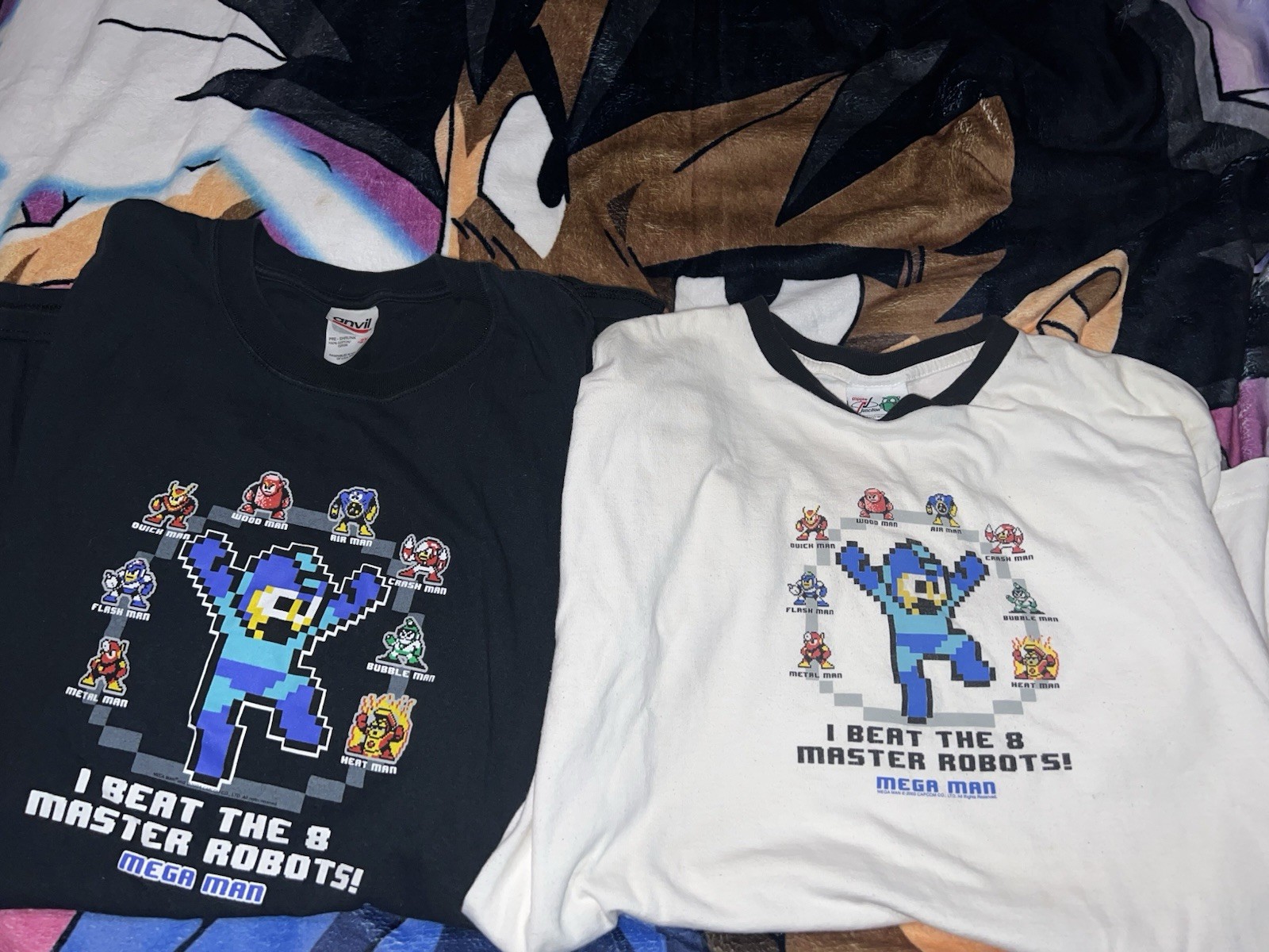 2 Vintage Y2K Capcom Mega Man Video Game Shirts Graphic Cartoon Anime Nintendo