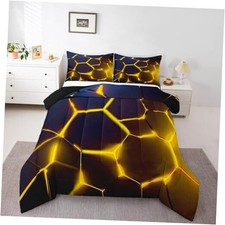 Honeycomb Bedding Set for Girls Boys Yellow Hexagonal Print Full Multi 4