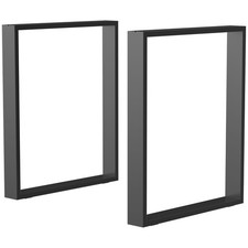HOMCOM Set 2 Gambe per Tavolo Rettangolari Stile Industriale in Acciaio Nero