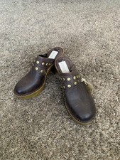 Born Marney Studded Clogs Brown Leather Wedge Block Heel Sz.8 Shoes