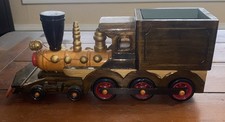 Classical Wood Train Locomotive 11" long Rustic