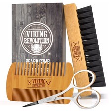 Viking Revolution Beard Comb & Brush Set & Set, Brown 