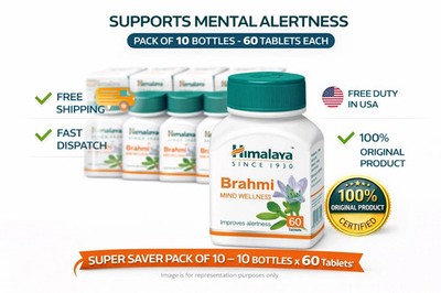 Himalaya Brahmi Tablets 10x60 | Natural Cognitive & Memory Support | EXP 12-2027