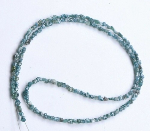 4" Inc Natural Blue Raw Diamond Tumbled strand Rough Uncut long drilled diamond - Foto 3 di 8